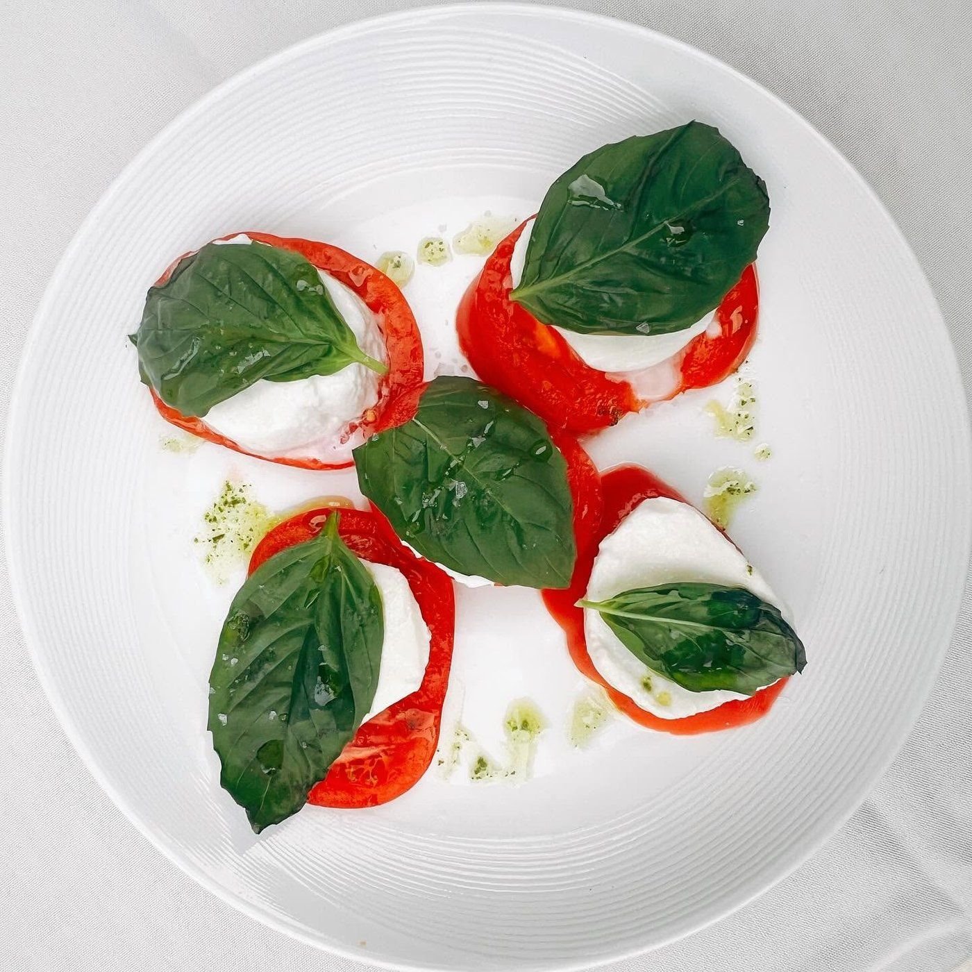 Caprese with heirloom tomato and fresh basil