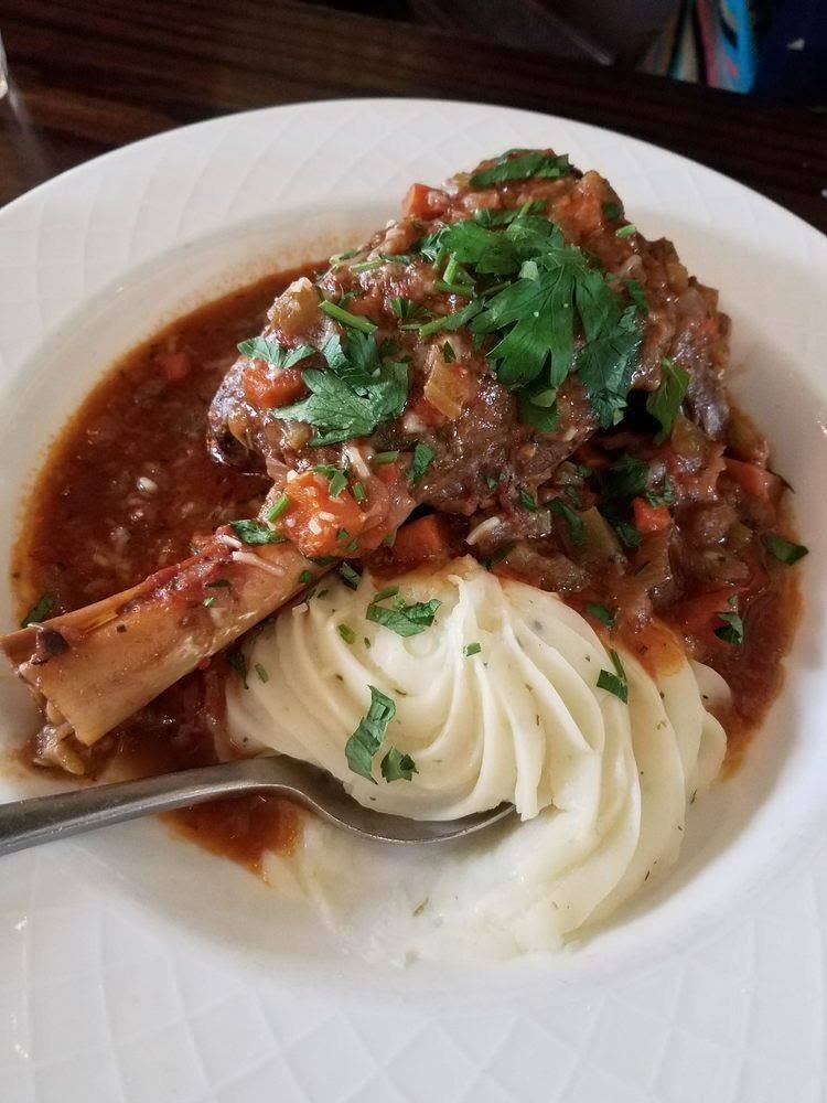 Braised lamb shank over whipped potato